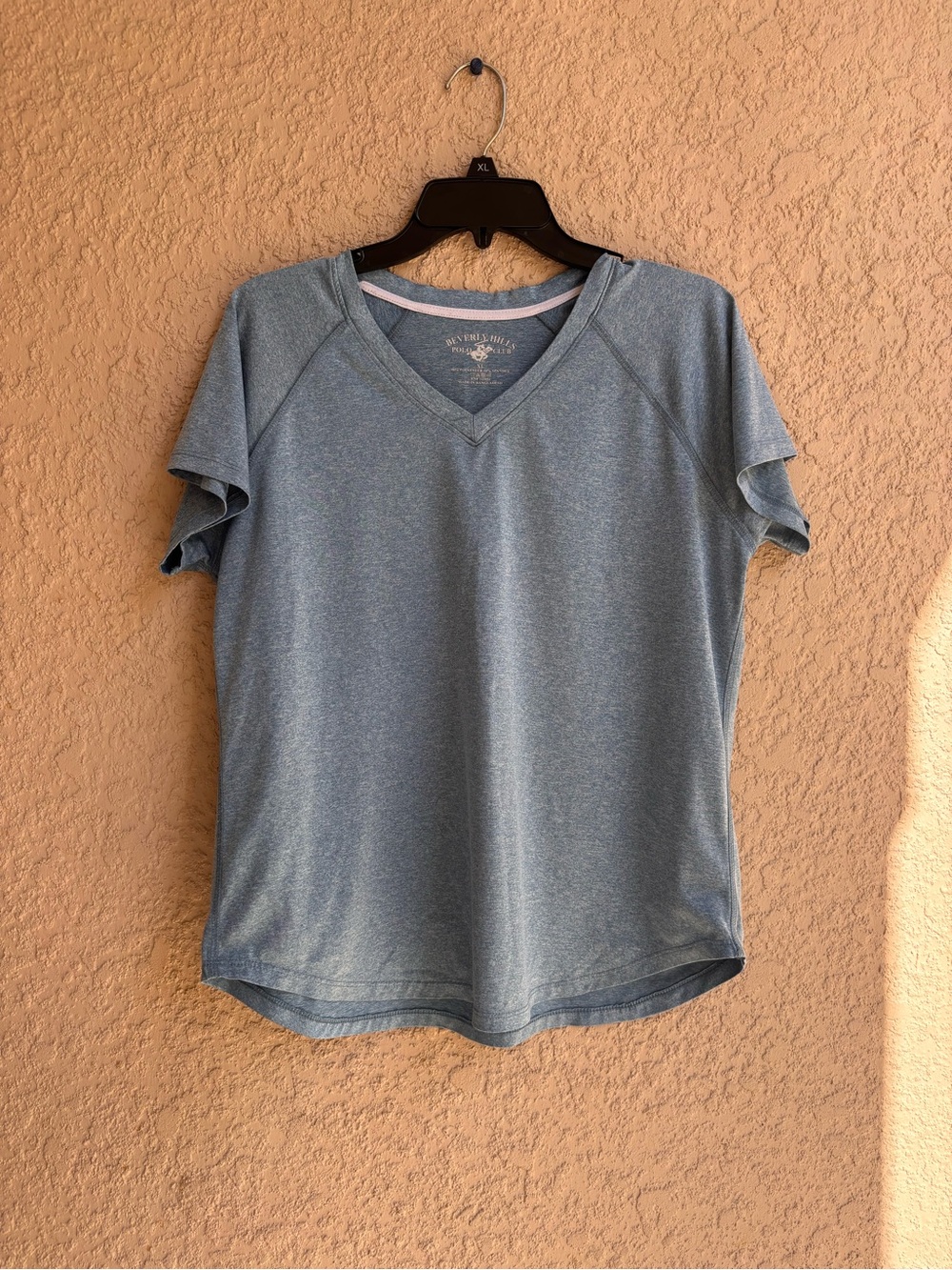 Beverly Hills Polo Club Heathered Blue V-Neck Short Sleeve Tee